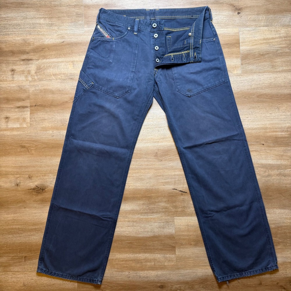 Diesel Carpenter Pants Mens 31x32 Navy Blue Baggy Fit Utility Workwear Y2K